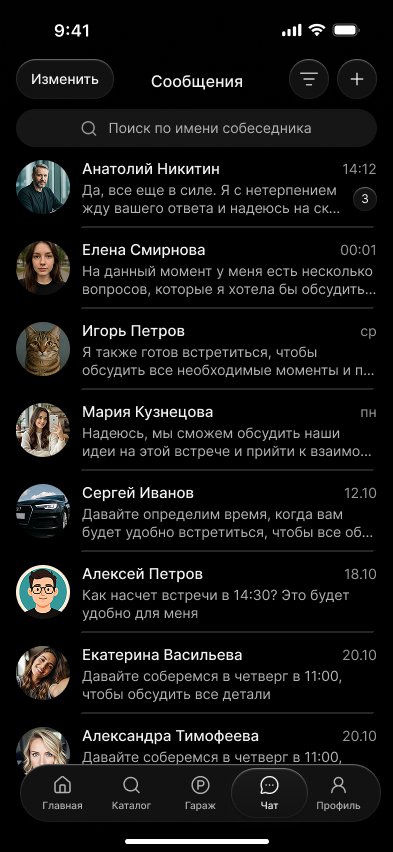 Чат — список диалогов